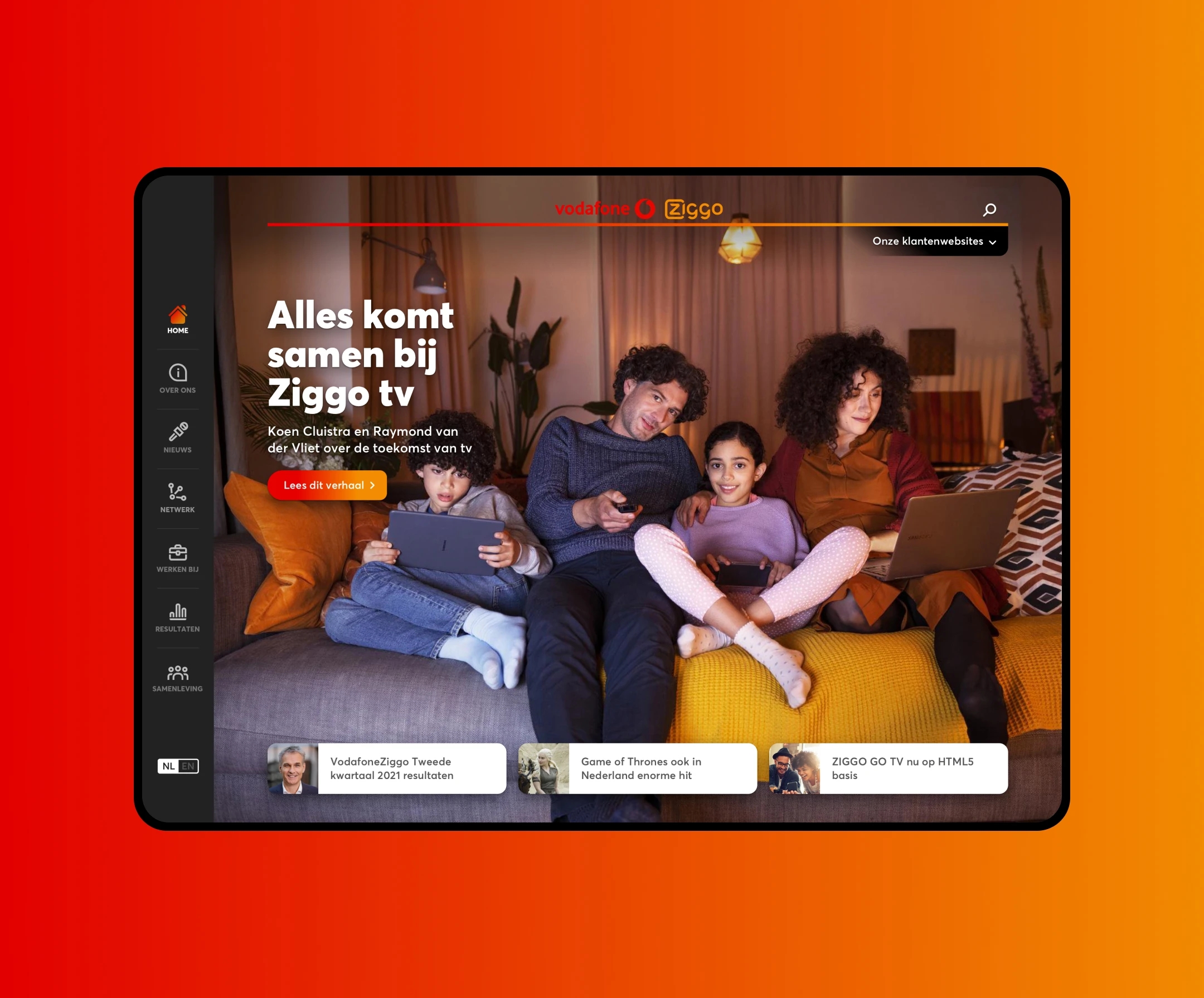 VodafoneZiggo tablet interface