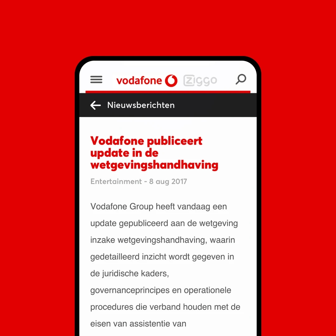 VodafoneZiggo mobile interface
