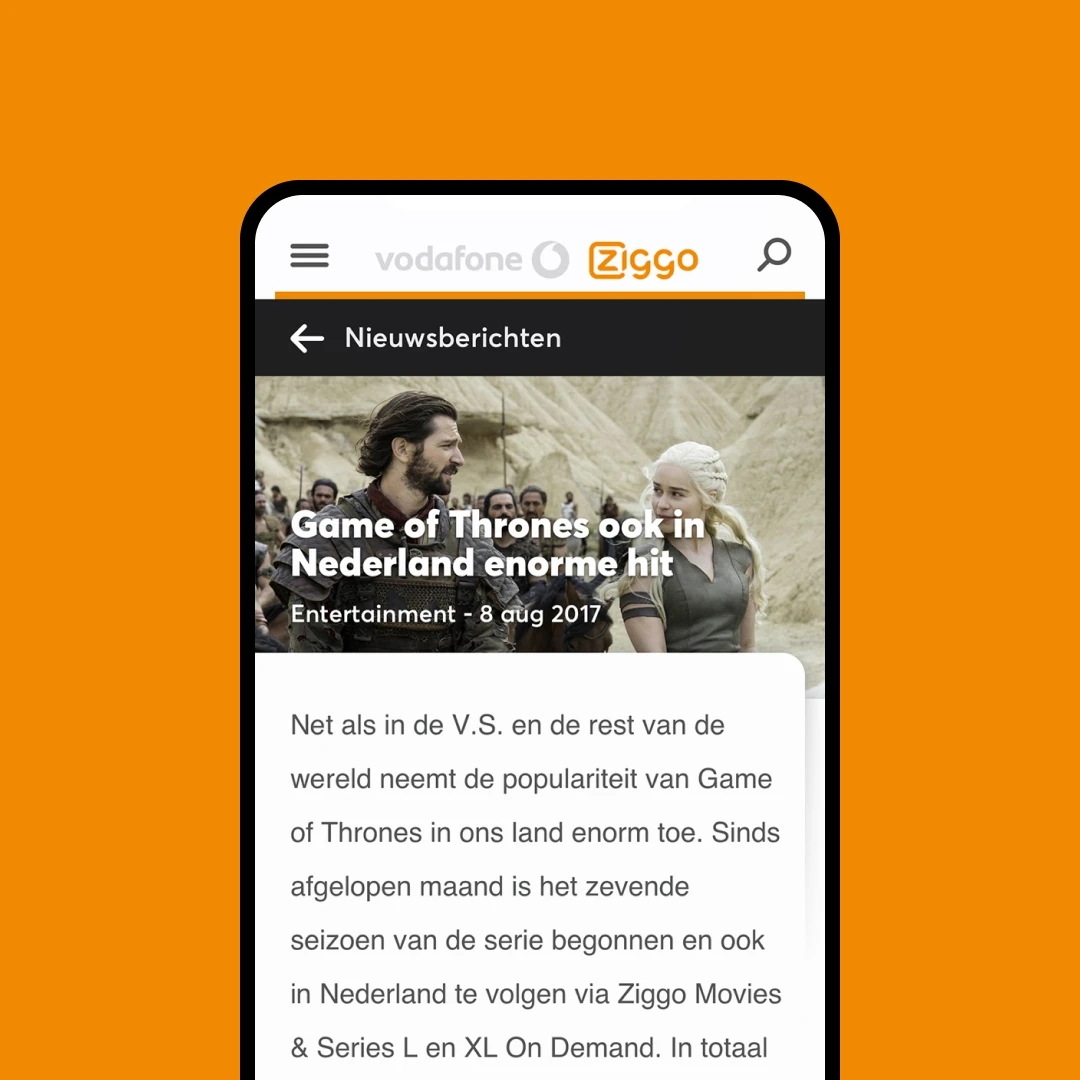 VodafoneZiggo mobile interface
