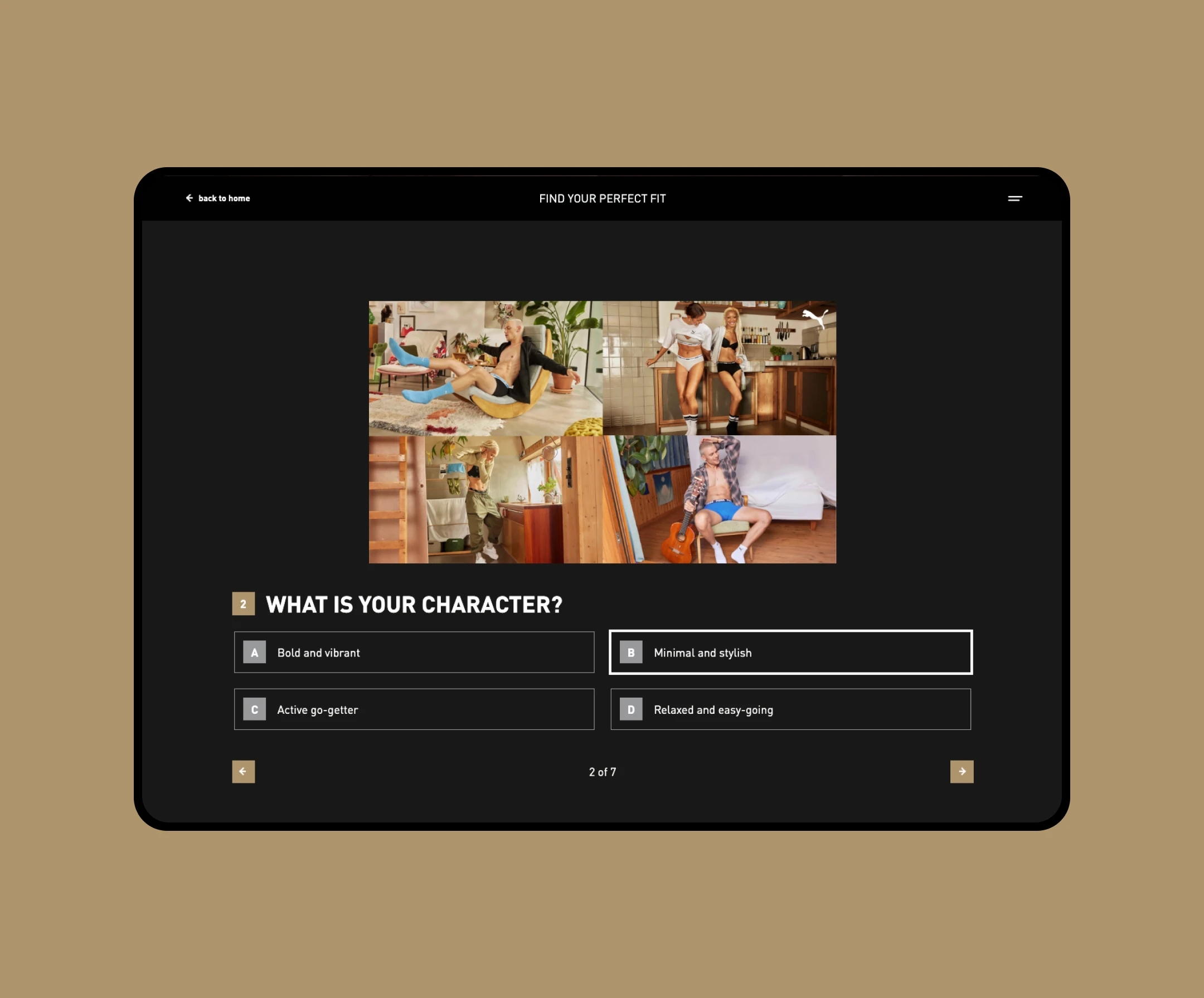 Puma tablet interface